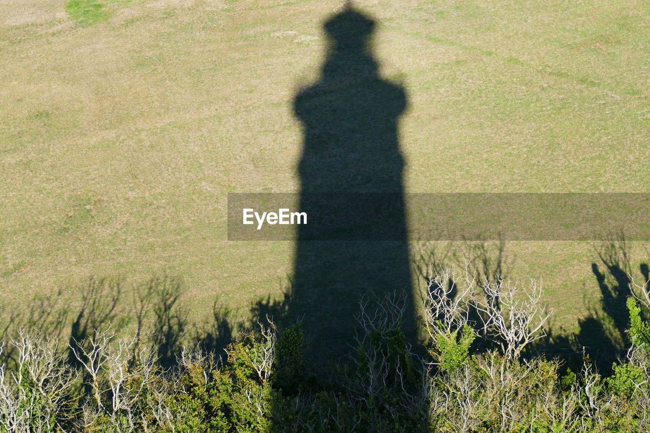SHADOW OF PERSON STANDING ON GRASS