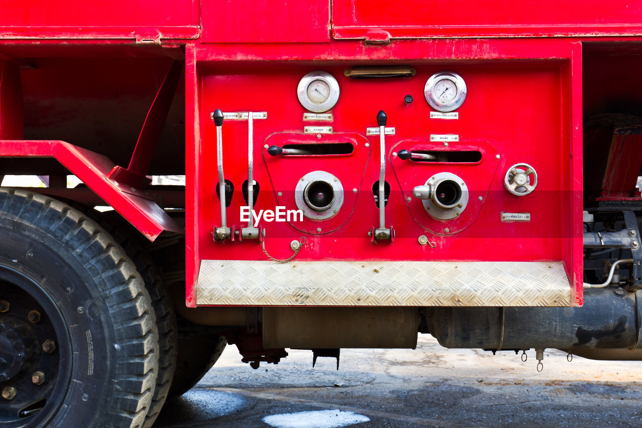 Close-up of a red truck