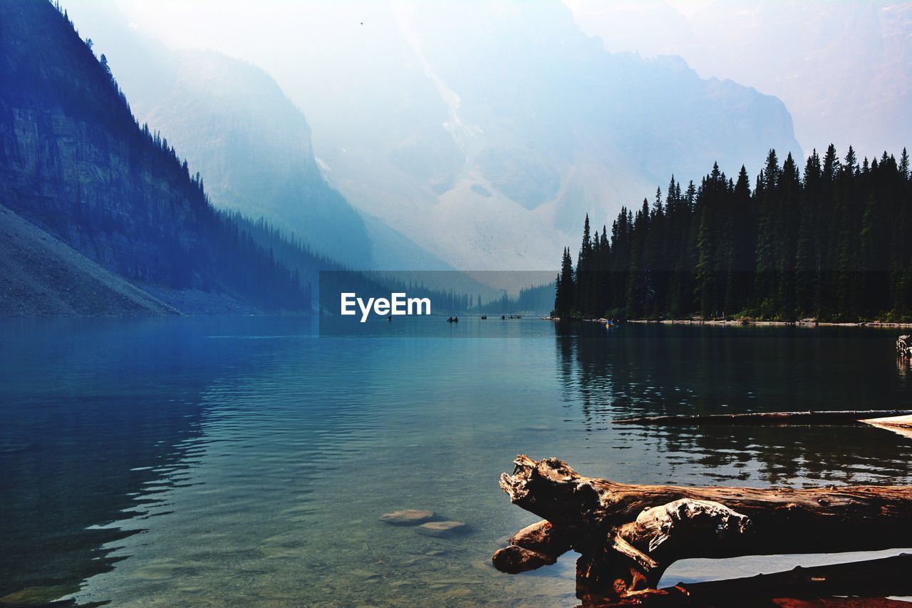 Scenic view of lake and mountains