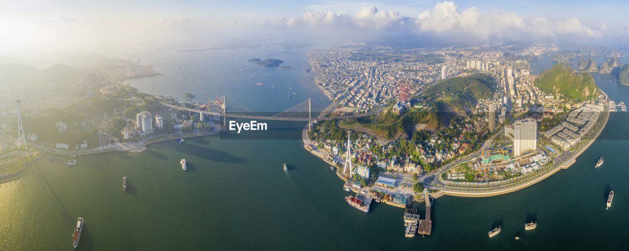 High angle view of buildings in city