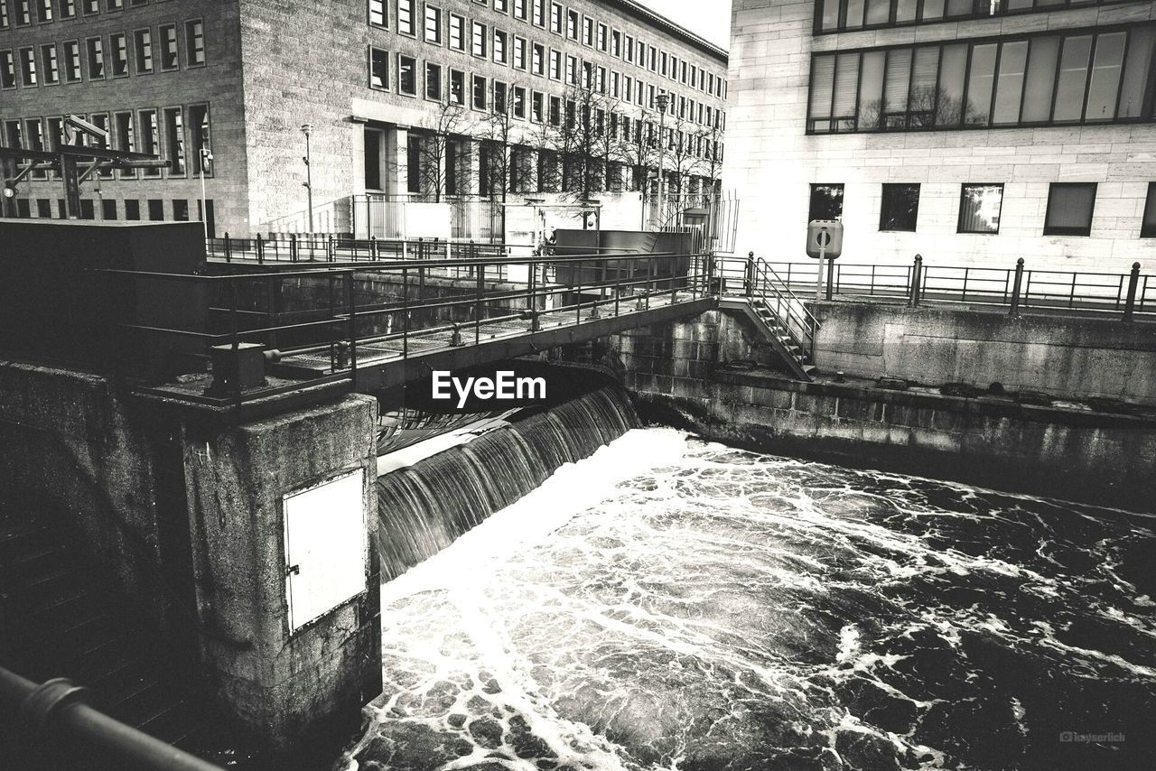 Dam in front of building