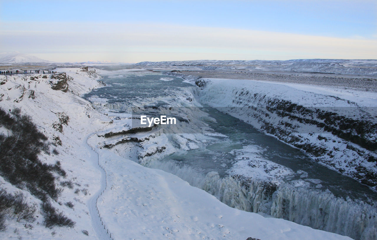 The waterfall gullfoss, iceland in wintertime, europe