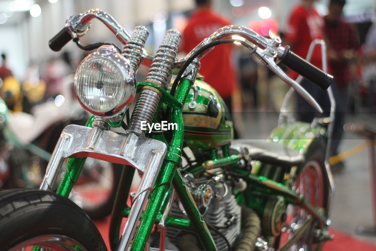 Close-up of motorbike
