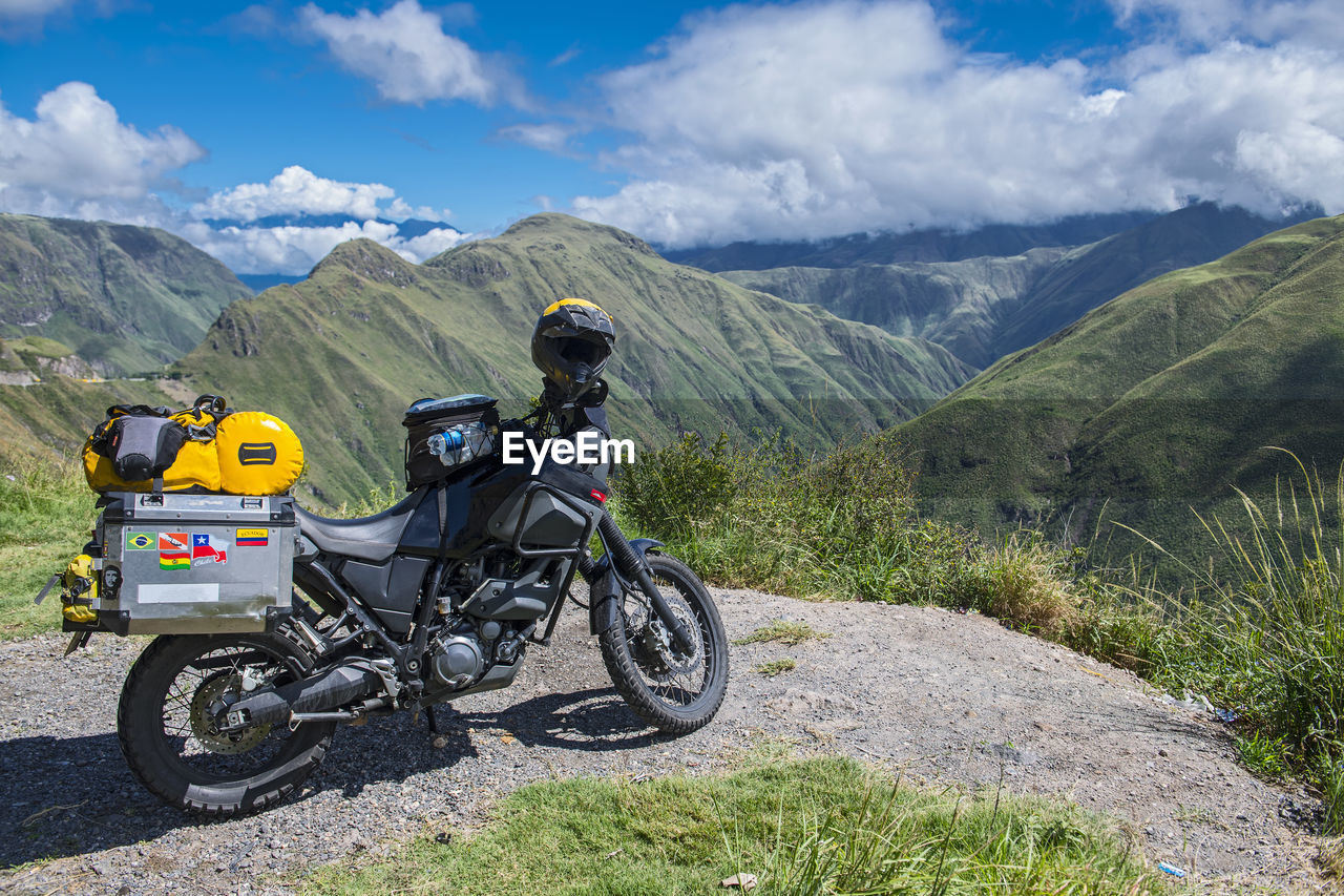 Touring adventure motorbike in the mountains of colombia, popayan