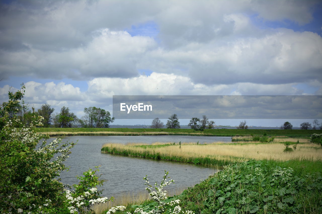 Scenic view of landscape against cloudy sky