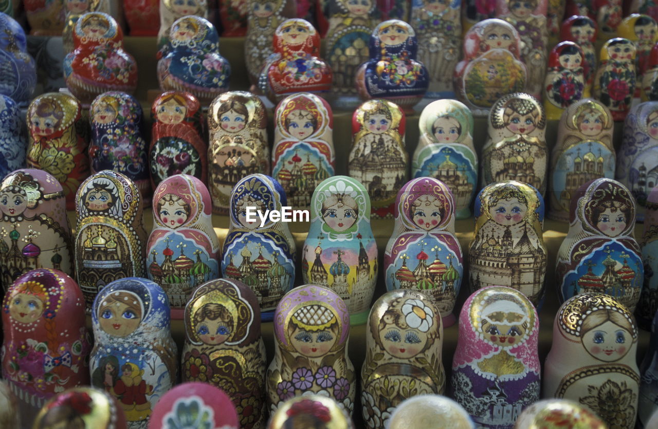 Full frame shot of matryoshka doll at market stall