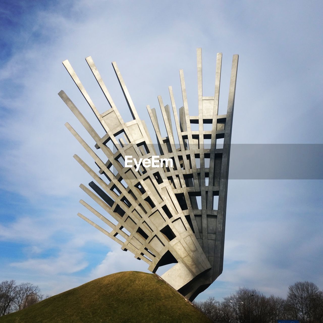 Low angle view of modern building against sky