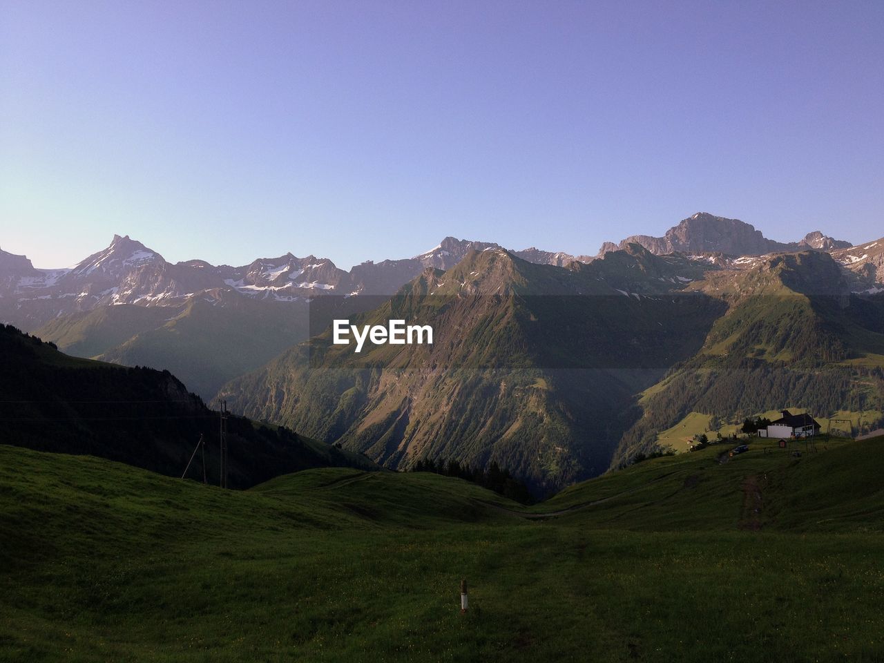 Scenic view of mountains against clear sky