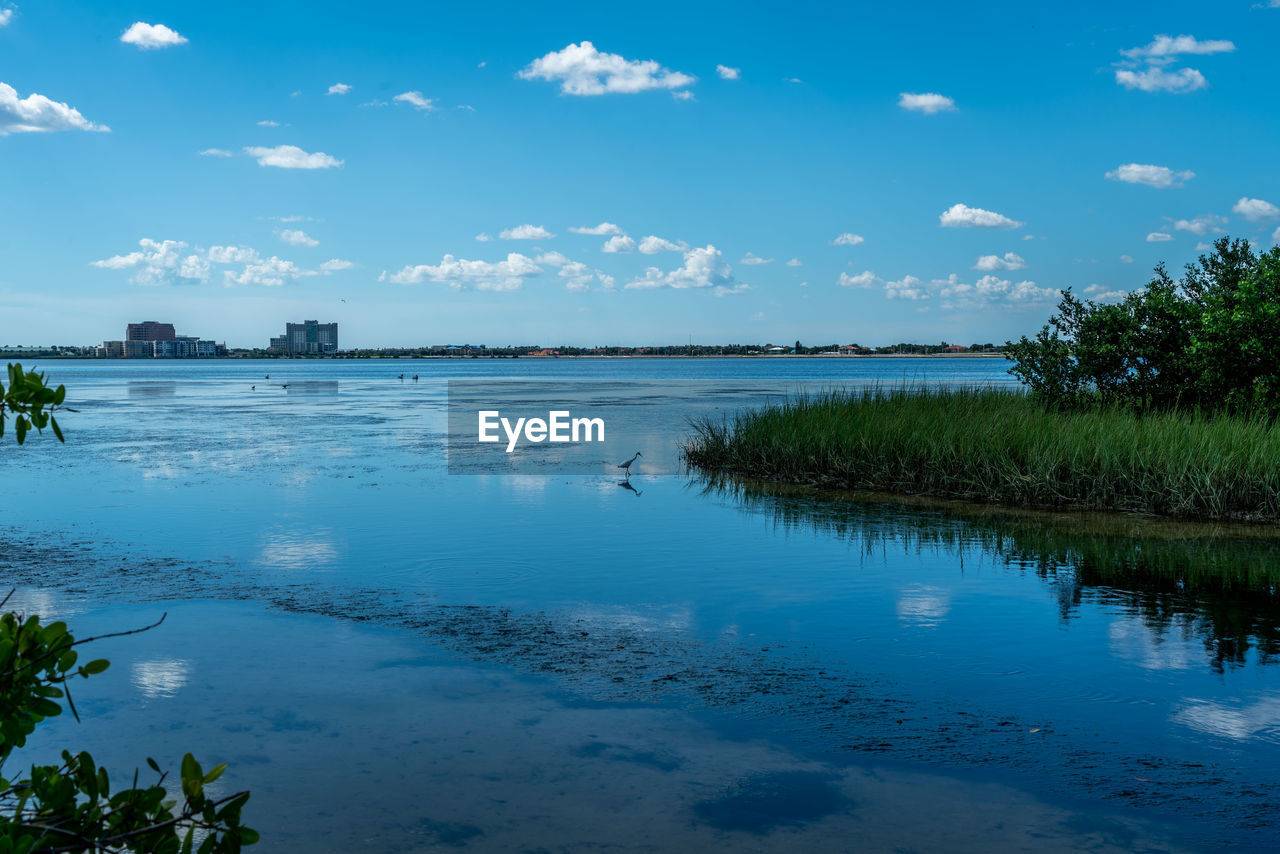 Scenic view of lake against sky