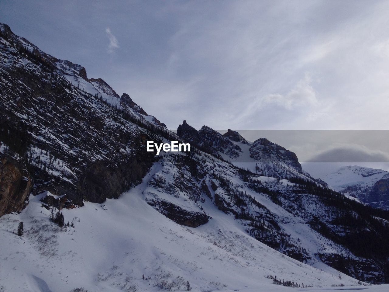 Scenic view of snow mountains against sky