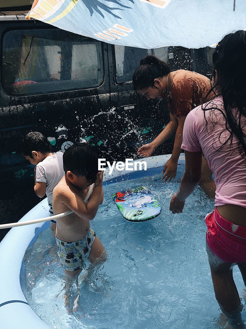 HIGH ANGLE VIEW OF CHILDREN ON WATER