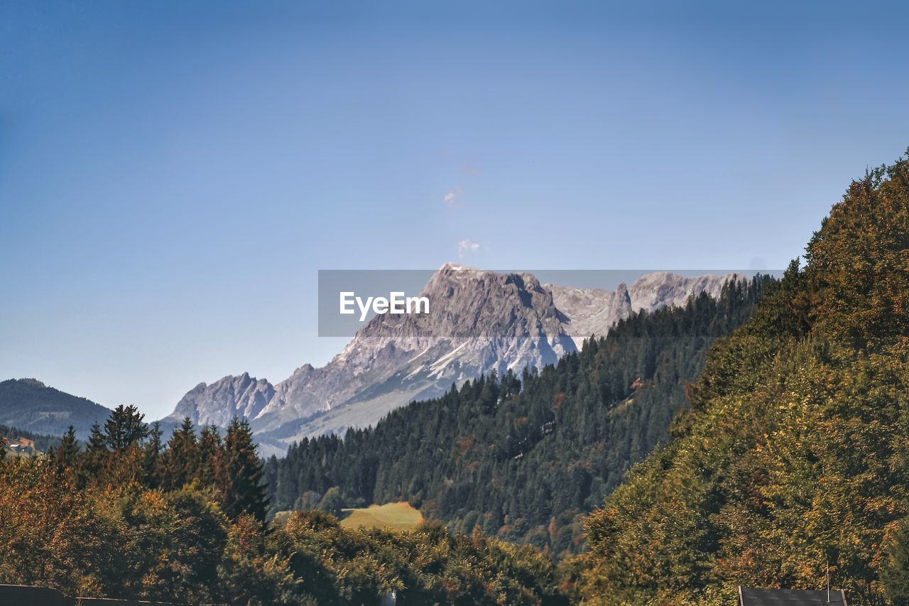 Scenic view of mountains against clear sky