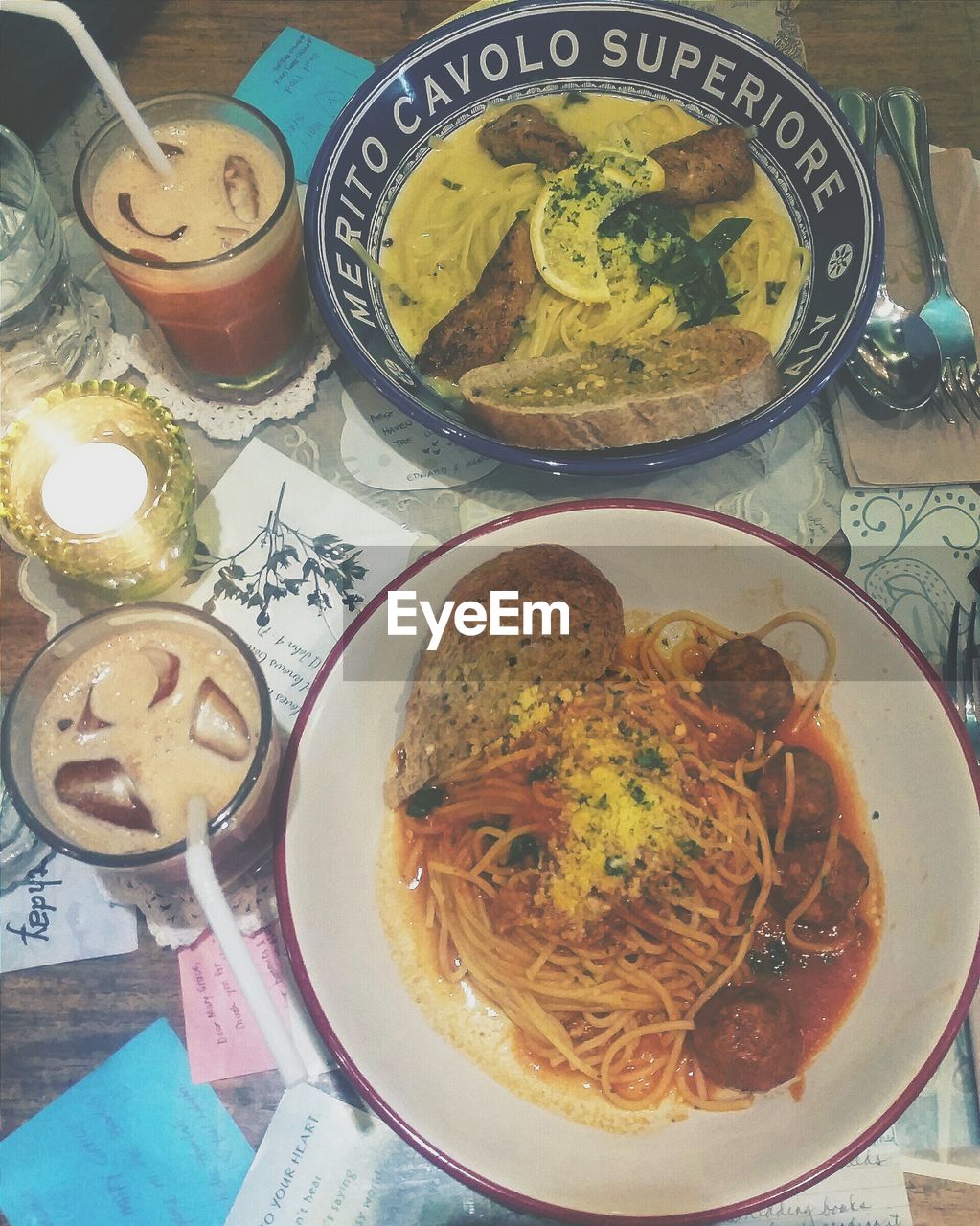 Meal served with shake