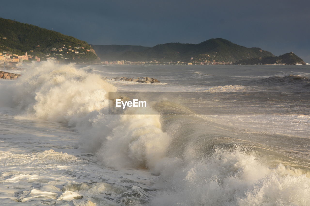 Winter seastorm. lavagna. tigullio gulf. liguria. italy