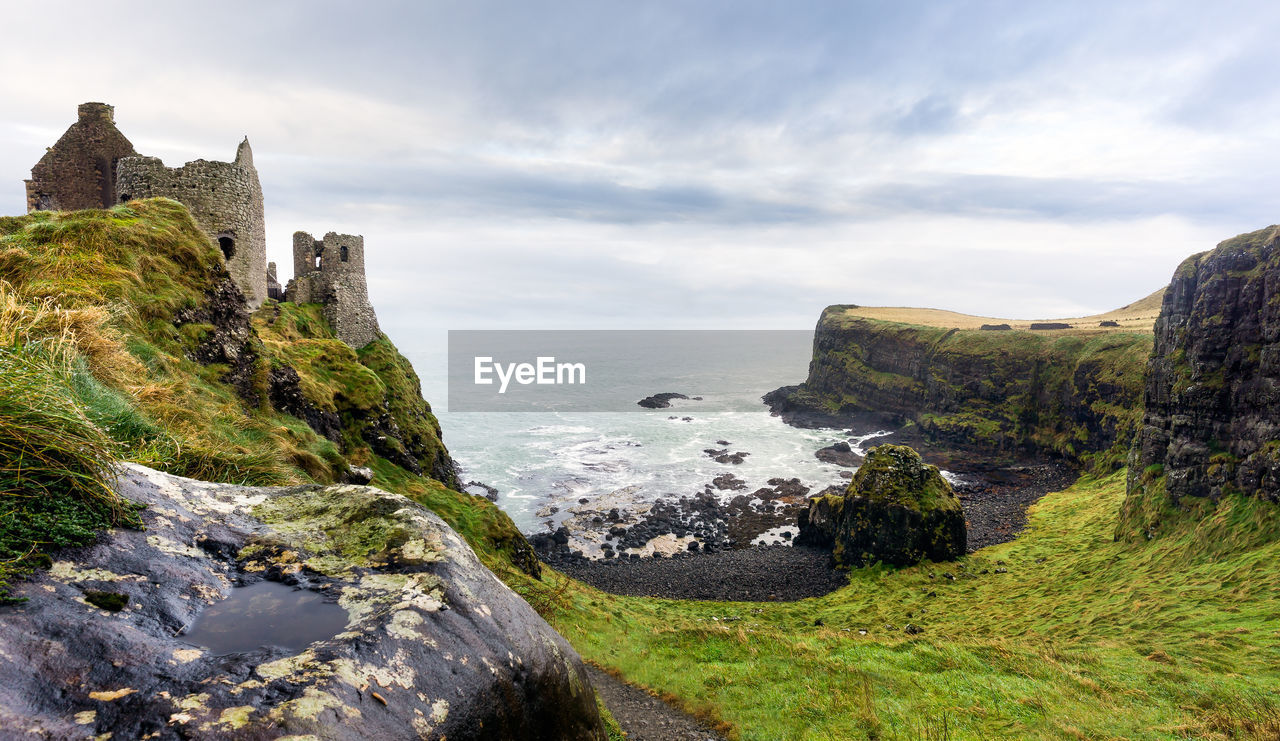 SCENIC VIEW OF SEA AND ROCKS AGAINST SKY