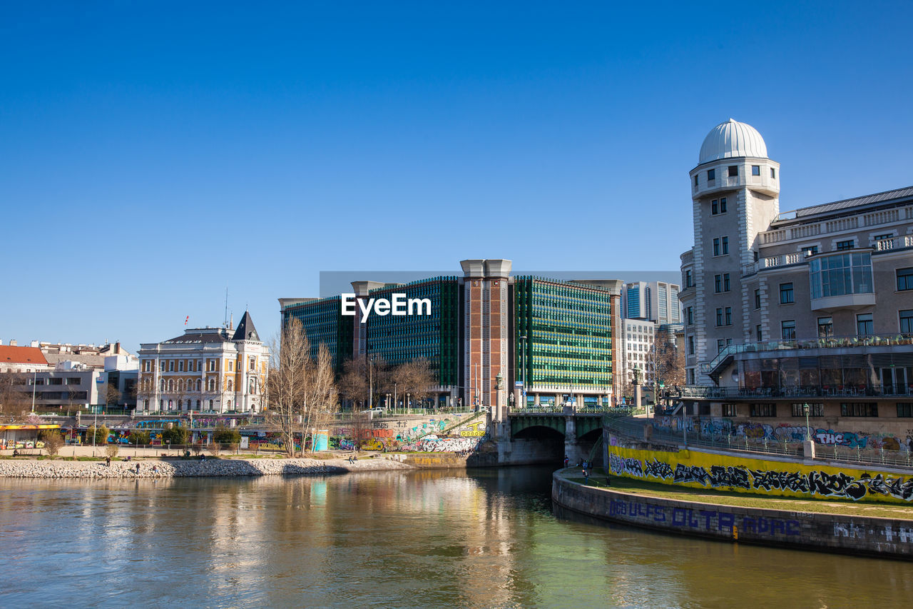 The danube canal seen from the aspern bridge in vienna