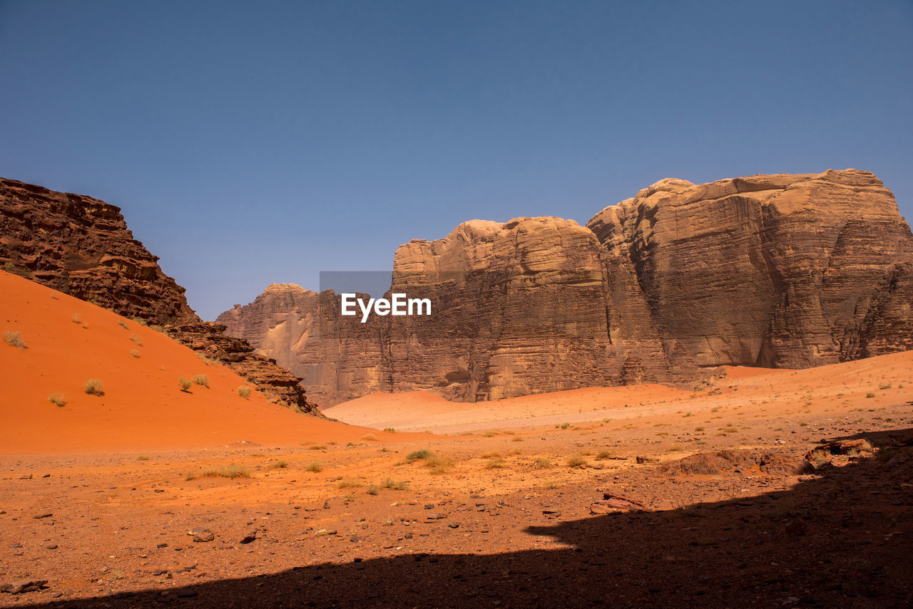 Rock formations in desert against sky