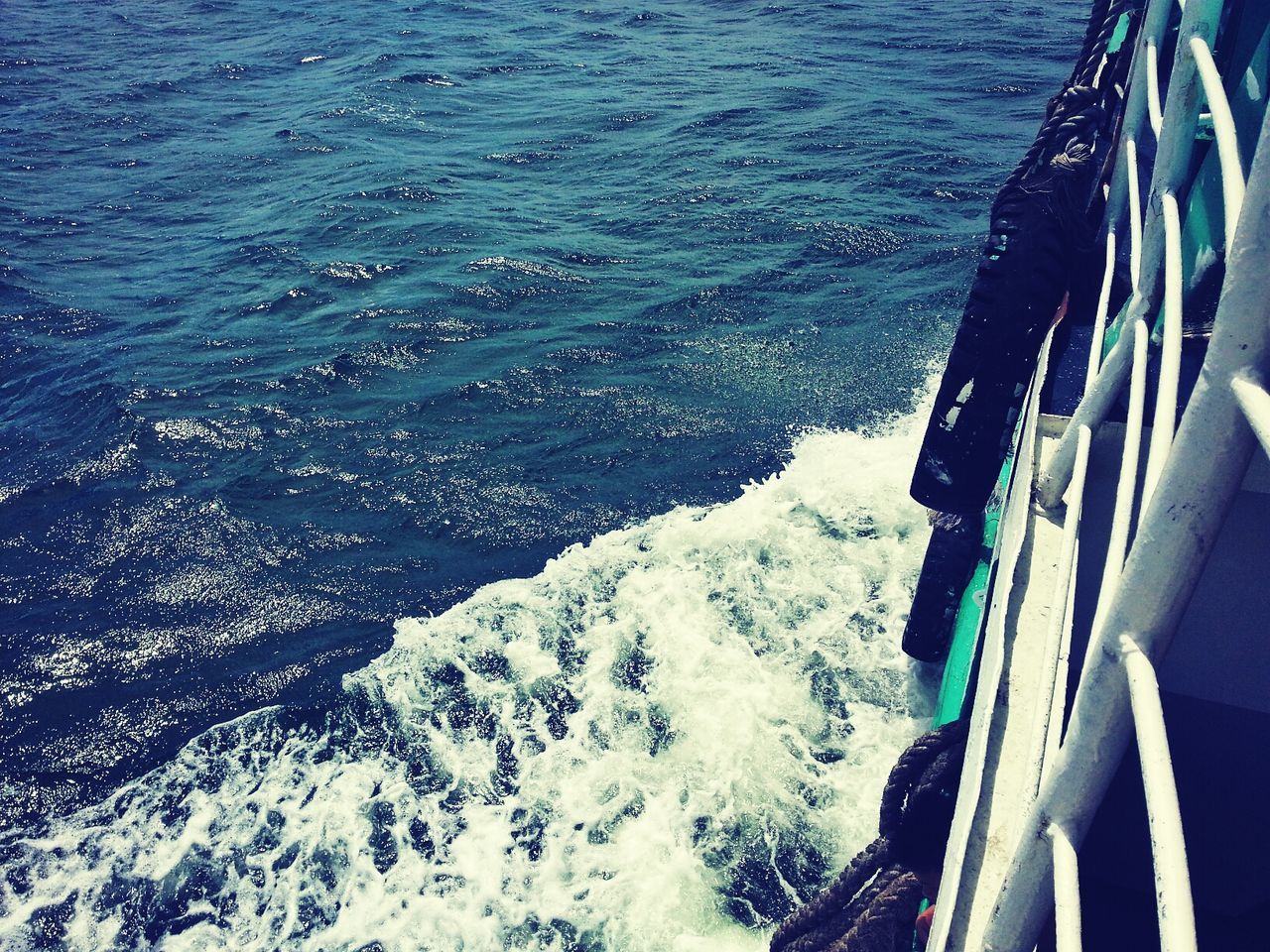 Cropped image of boat in sea