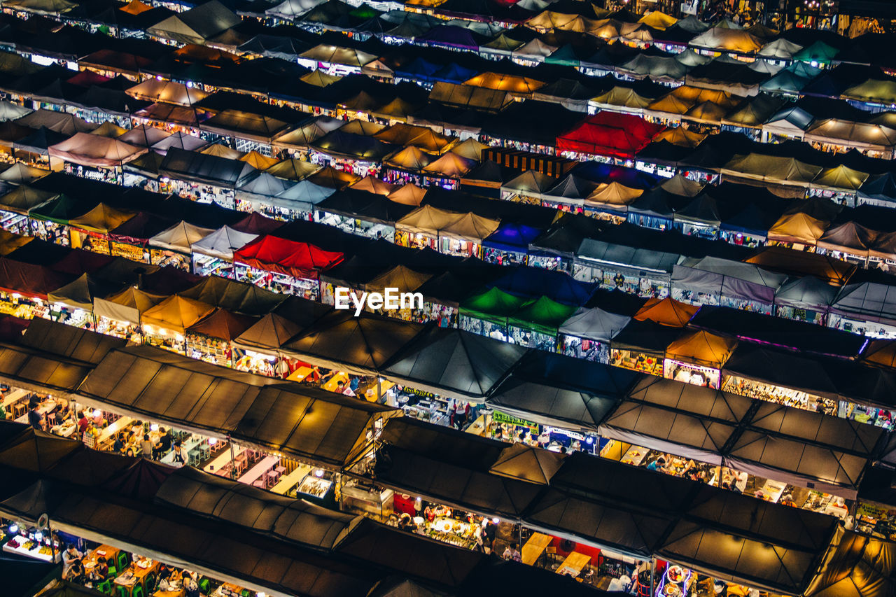 Aerial view of market stall at night