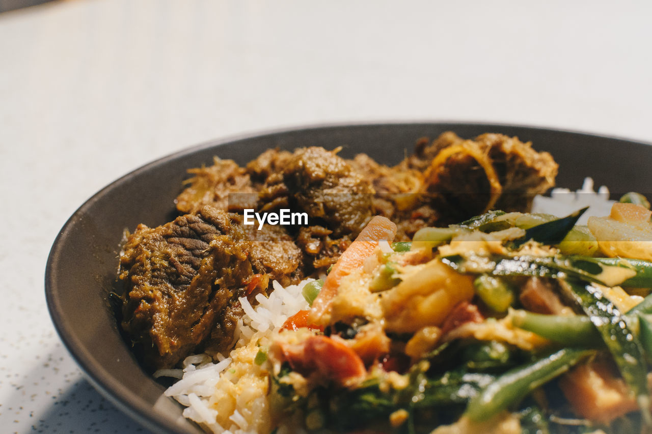 Close-up of food in plate on table