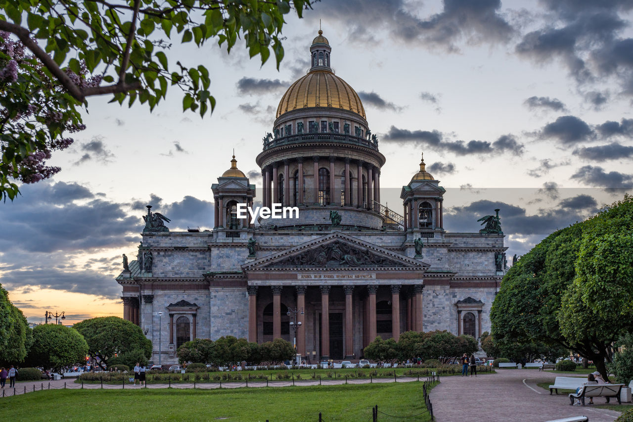 View of church and building against sky