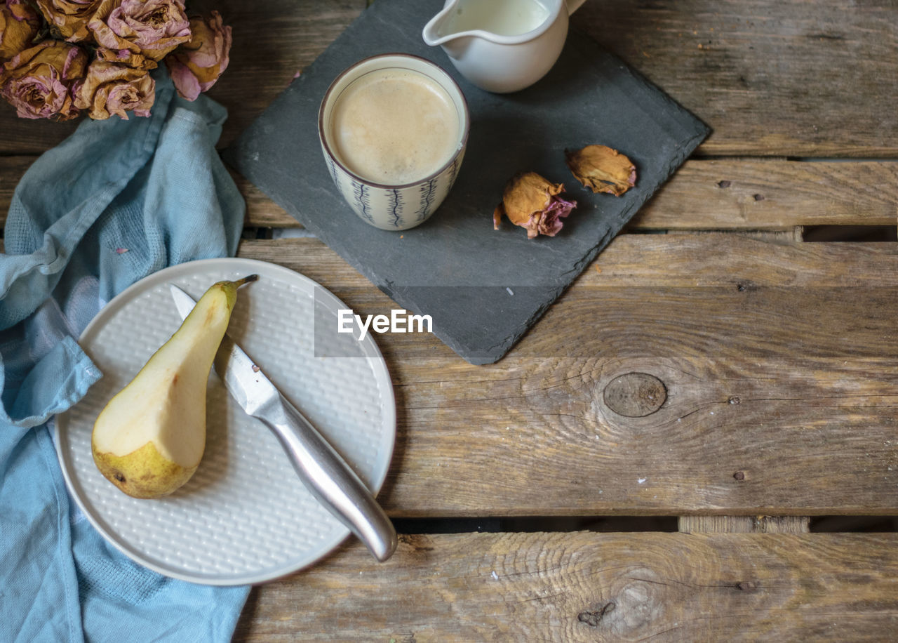 High angle view of food on cutting board