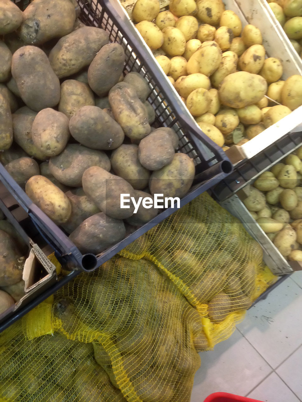 HIGH ANGLE VIEW OF FRUITS IN BASKET FOR SALE