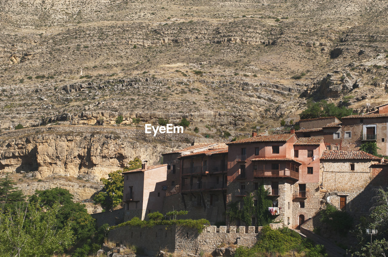 High angle view of buildings in city