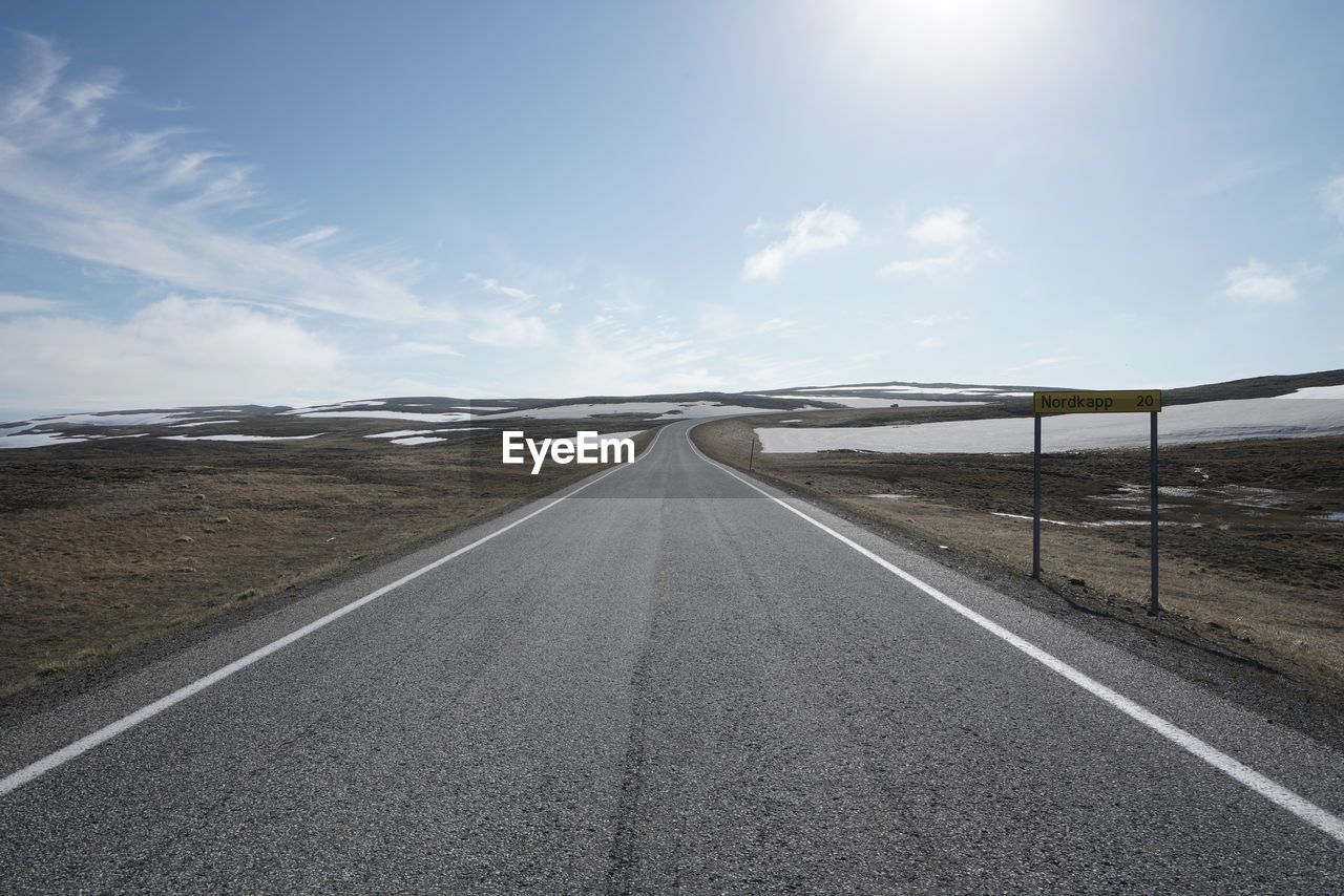 Empty road along landscape