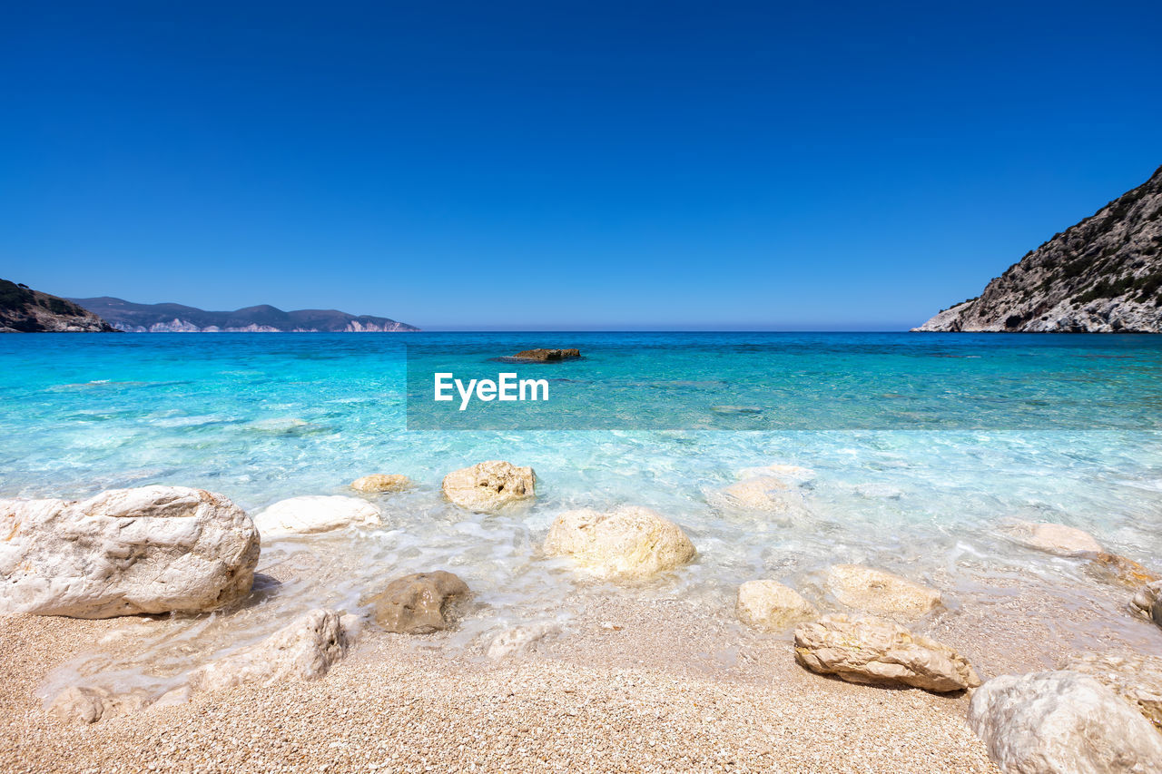 SCENIC VIEW OF BLUE SEA AGAINST CLEAR SKY