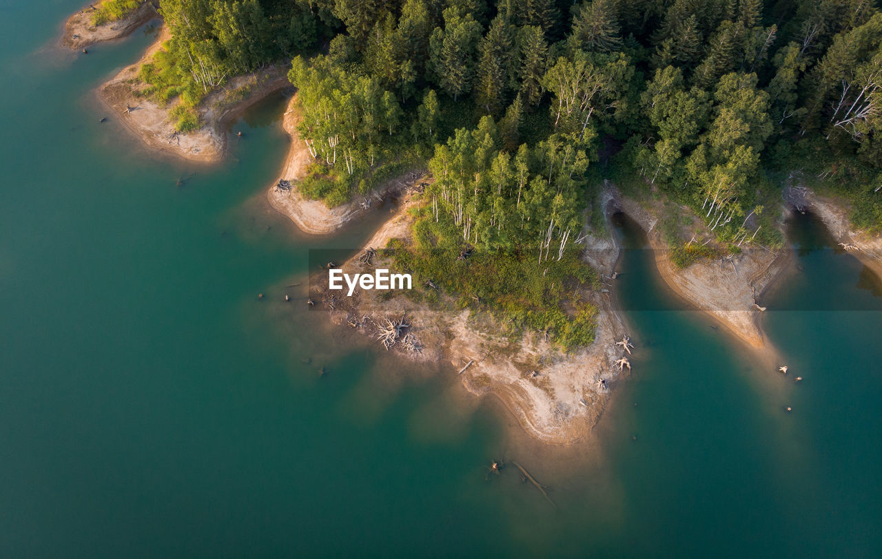 Drone shot of a lake