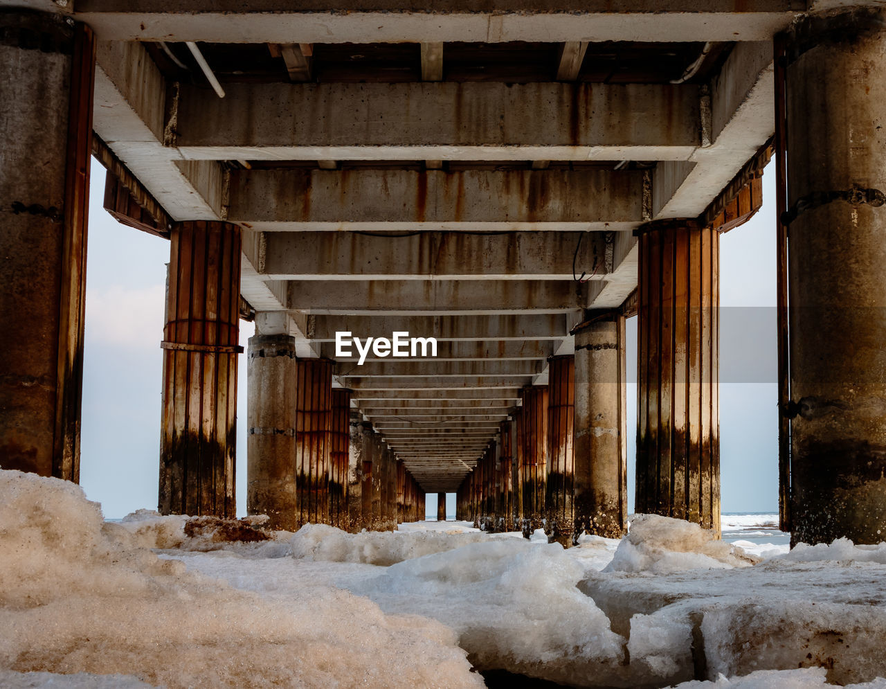 INTERIOR OF SNOW COVERED BUILDING