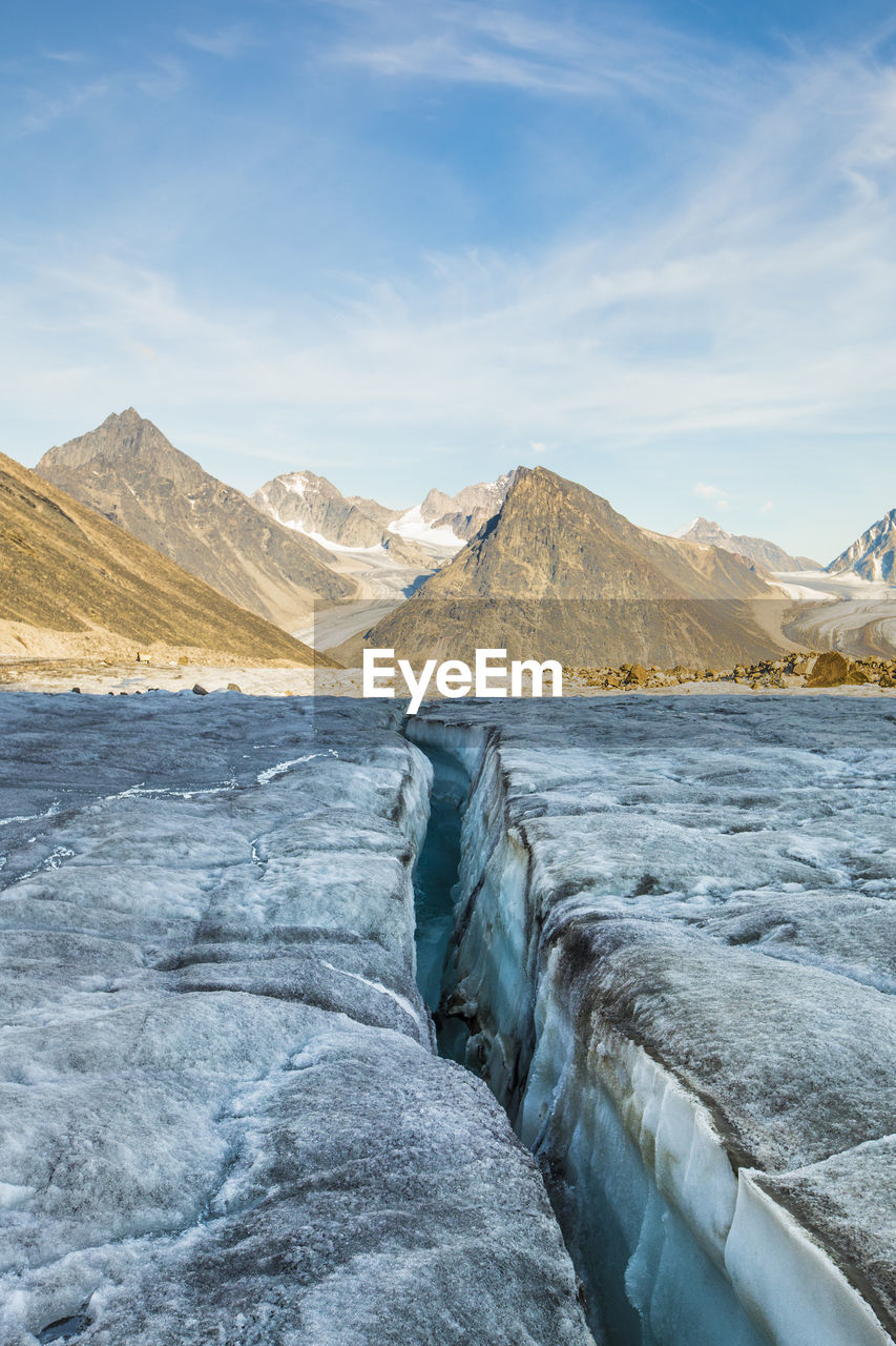 Glacial crevasse in auyuittuq national park