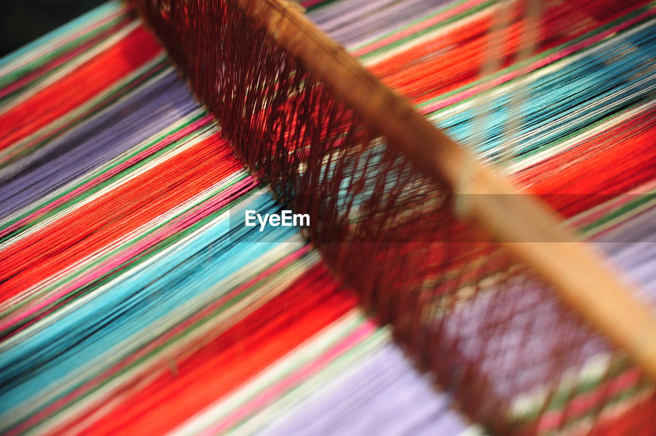 Close-up of multi colored threads