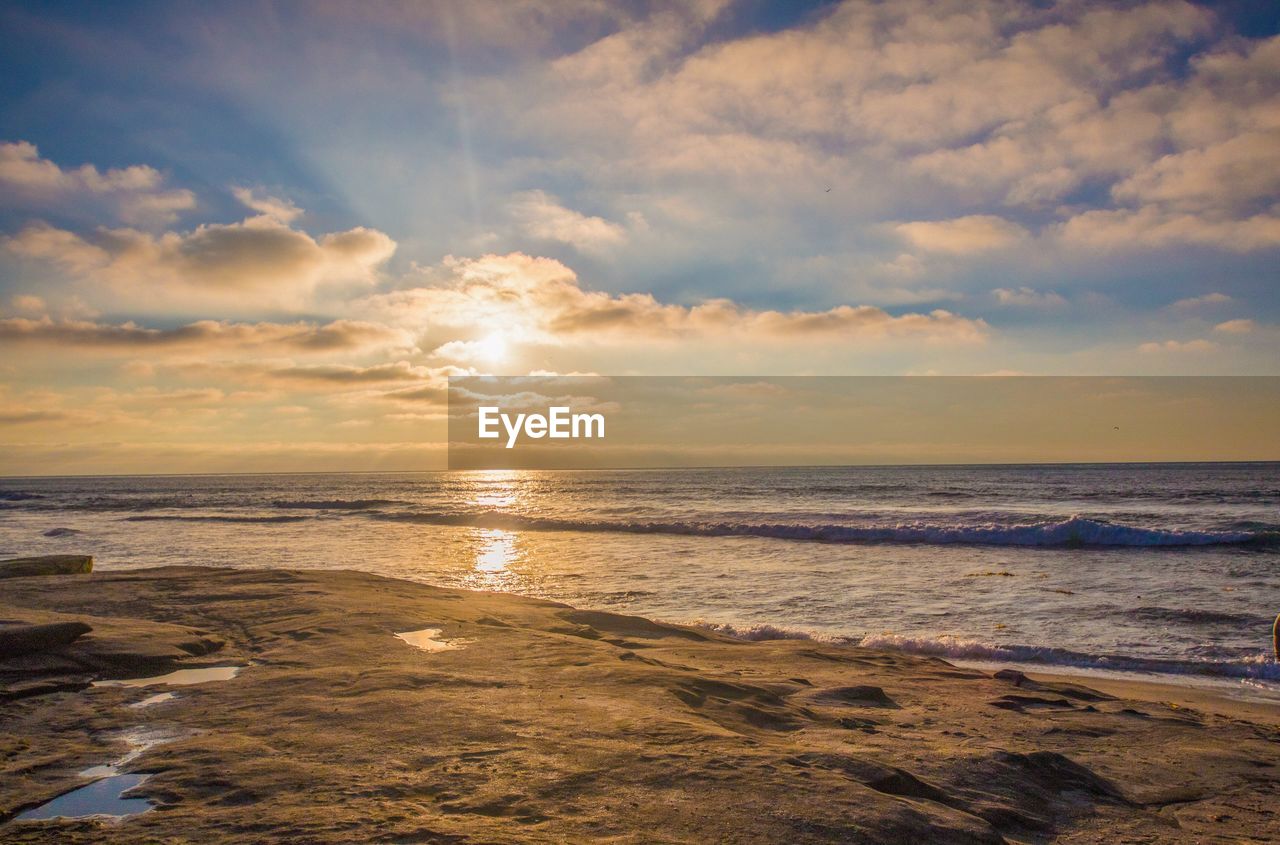 Scenic view of sea at sunset