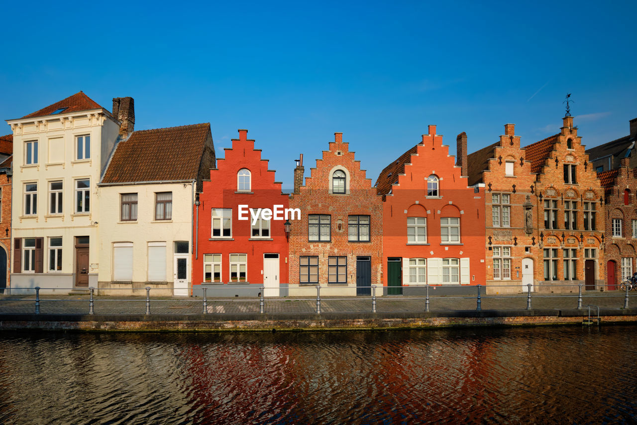 Canal and old houses. bruges brugge , belgium