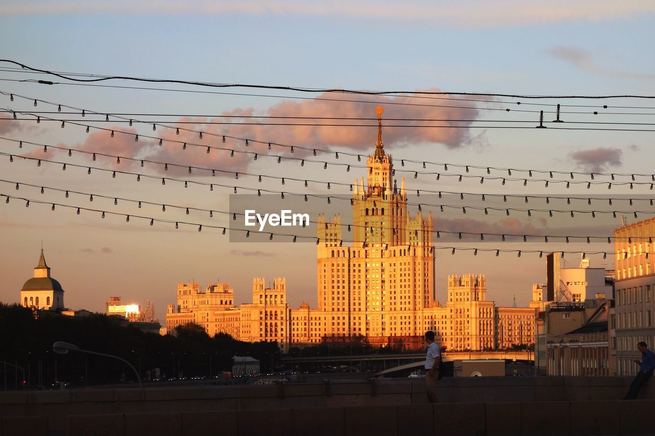 VIEW OF BUILT STRUCTURES AT SUNSET