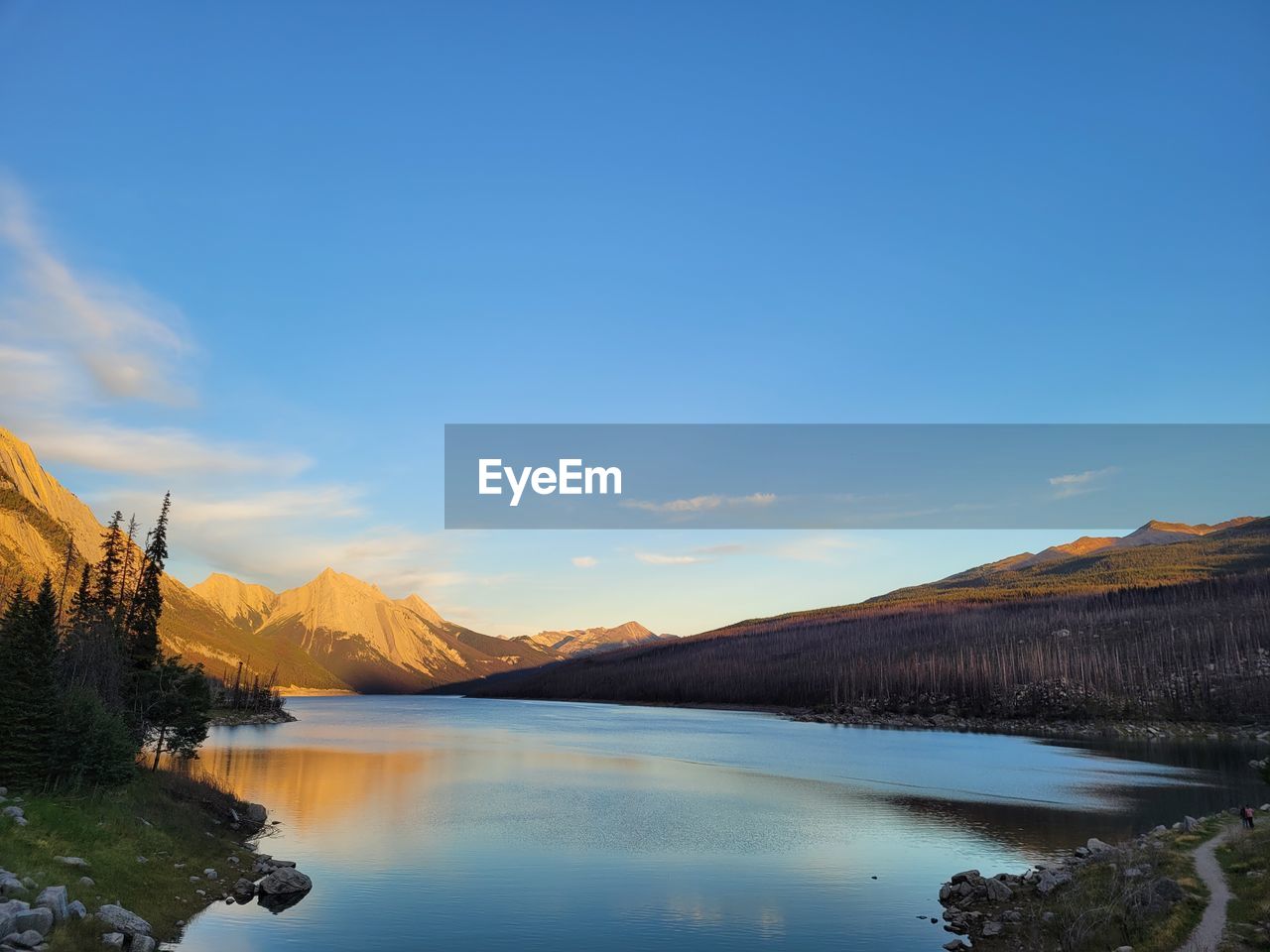 SCENIC VIEW OF LAKE AGAINST BLUE SKY