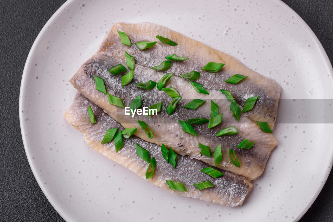 high angle view of food in plate