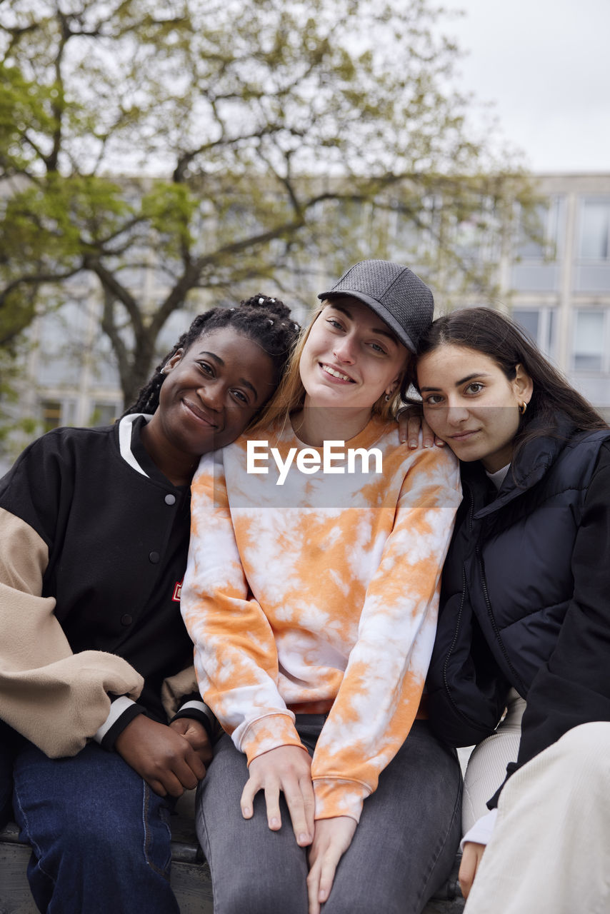 Three young female students at campus