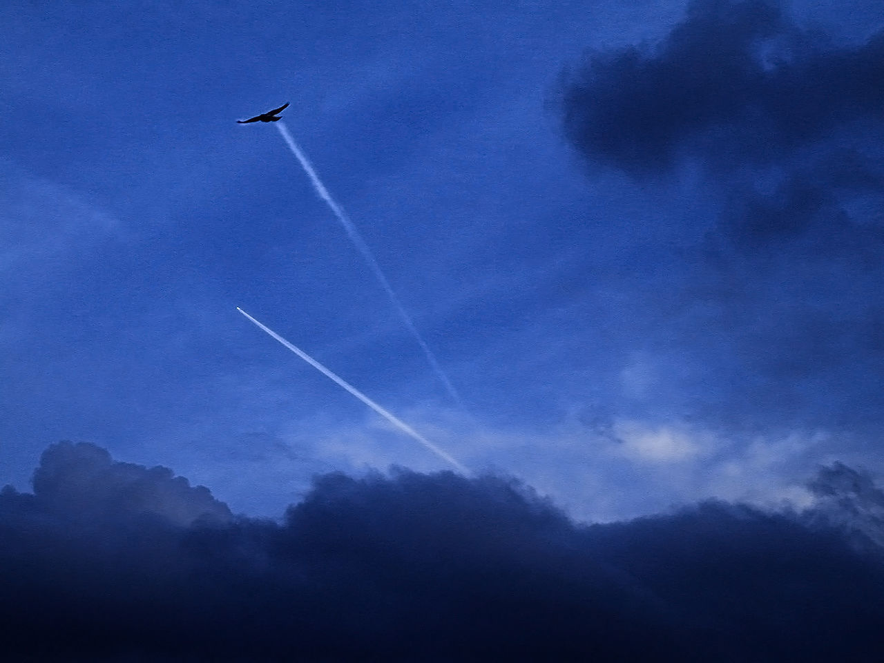 LOW ANGLE VIEW OF VAPOR TRAIL AGAINST SKY