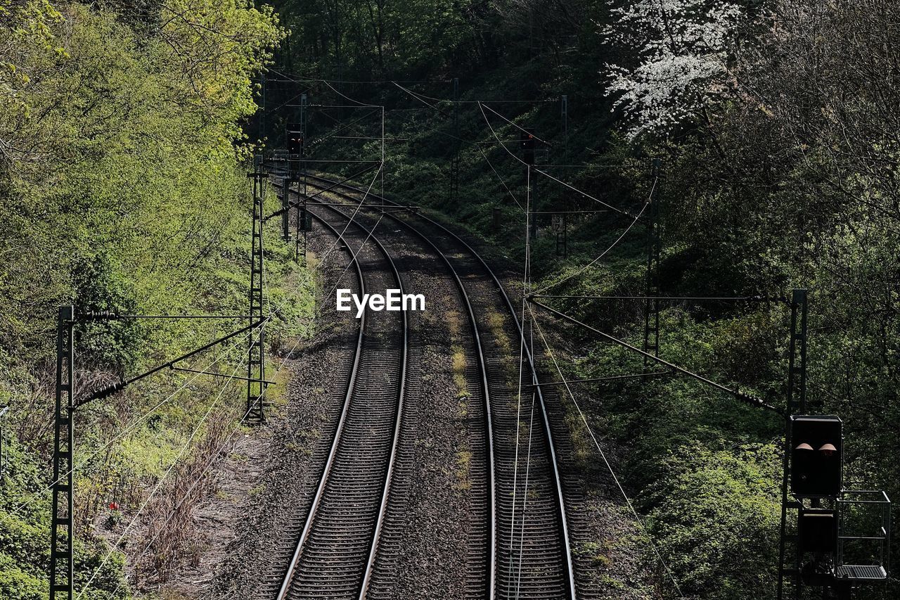 High angle view of railroad tracks