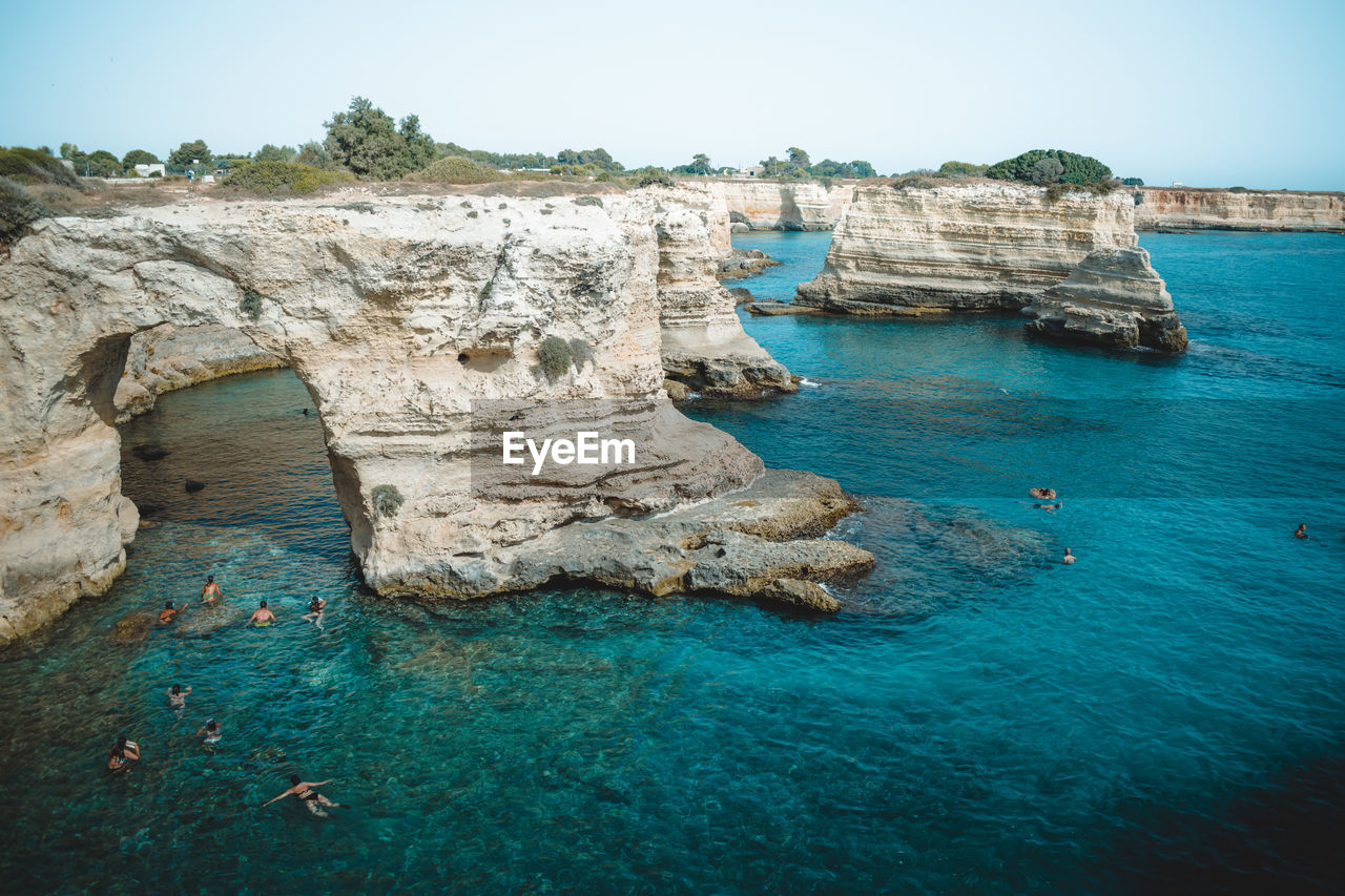 A great view on faraglioni di sant'andrea in puglia