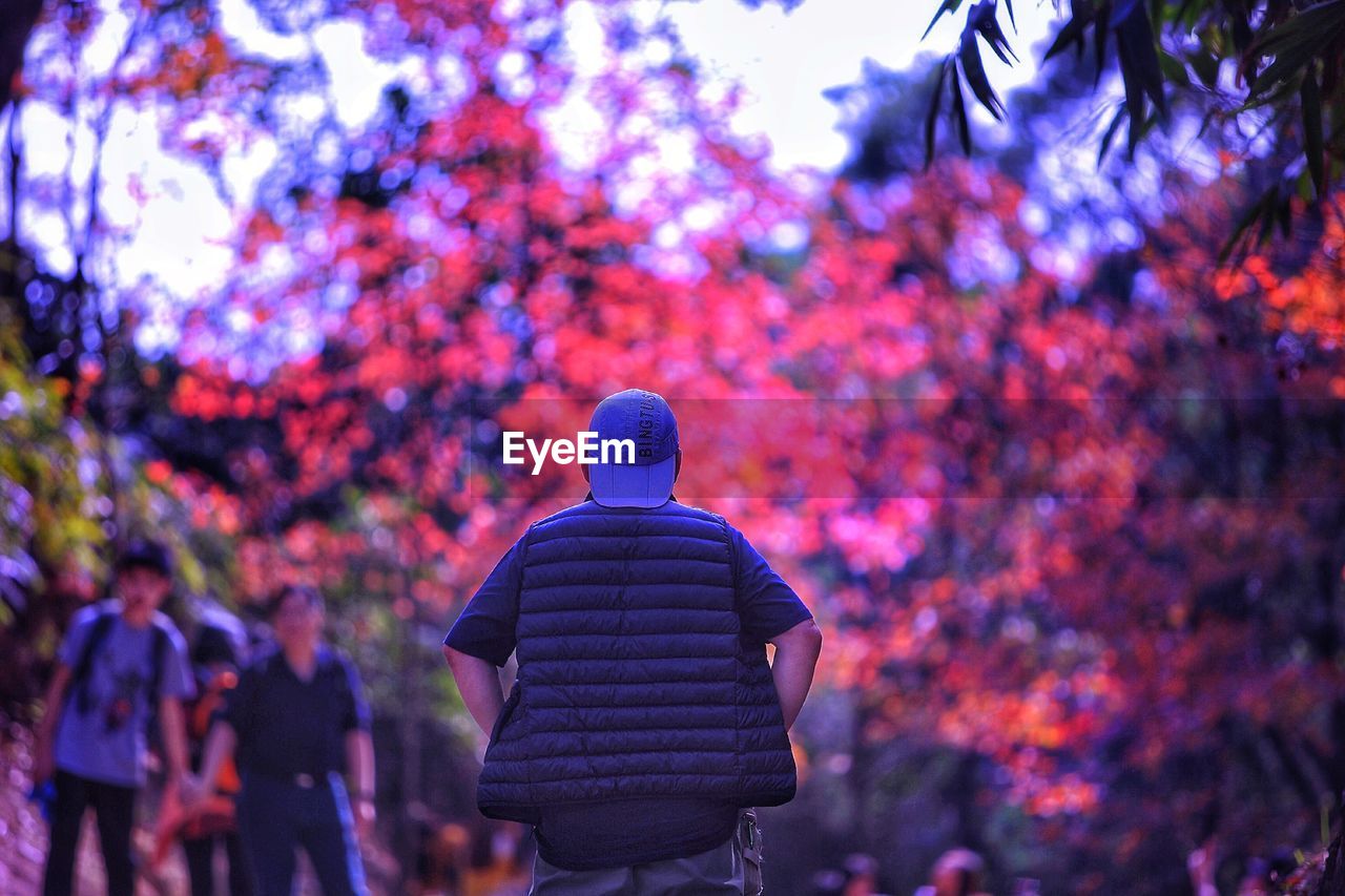 REAR VIEW OF MEN WALKING ON PLANT