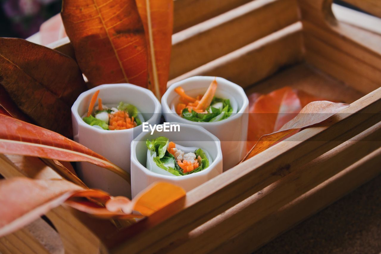 High angle view of food on basket