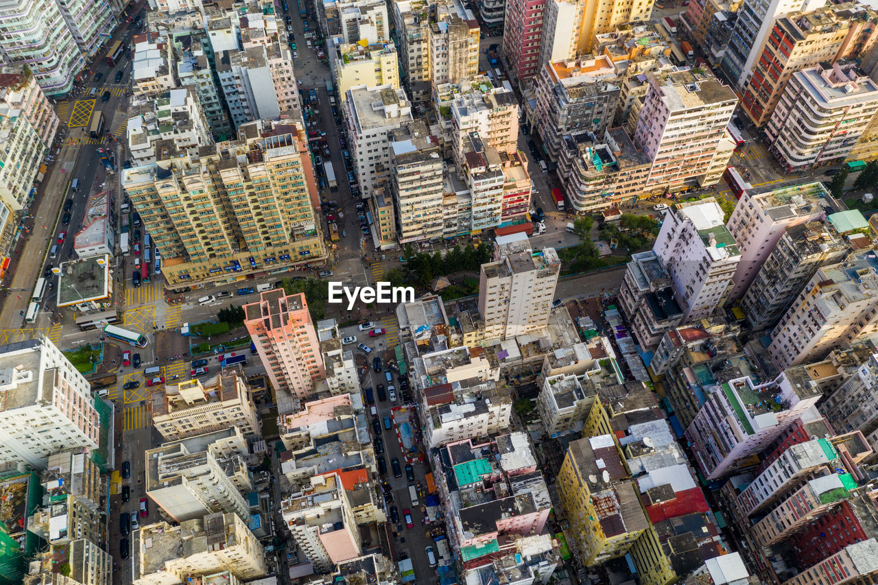 Aerial view of modern buildings in city