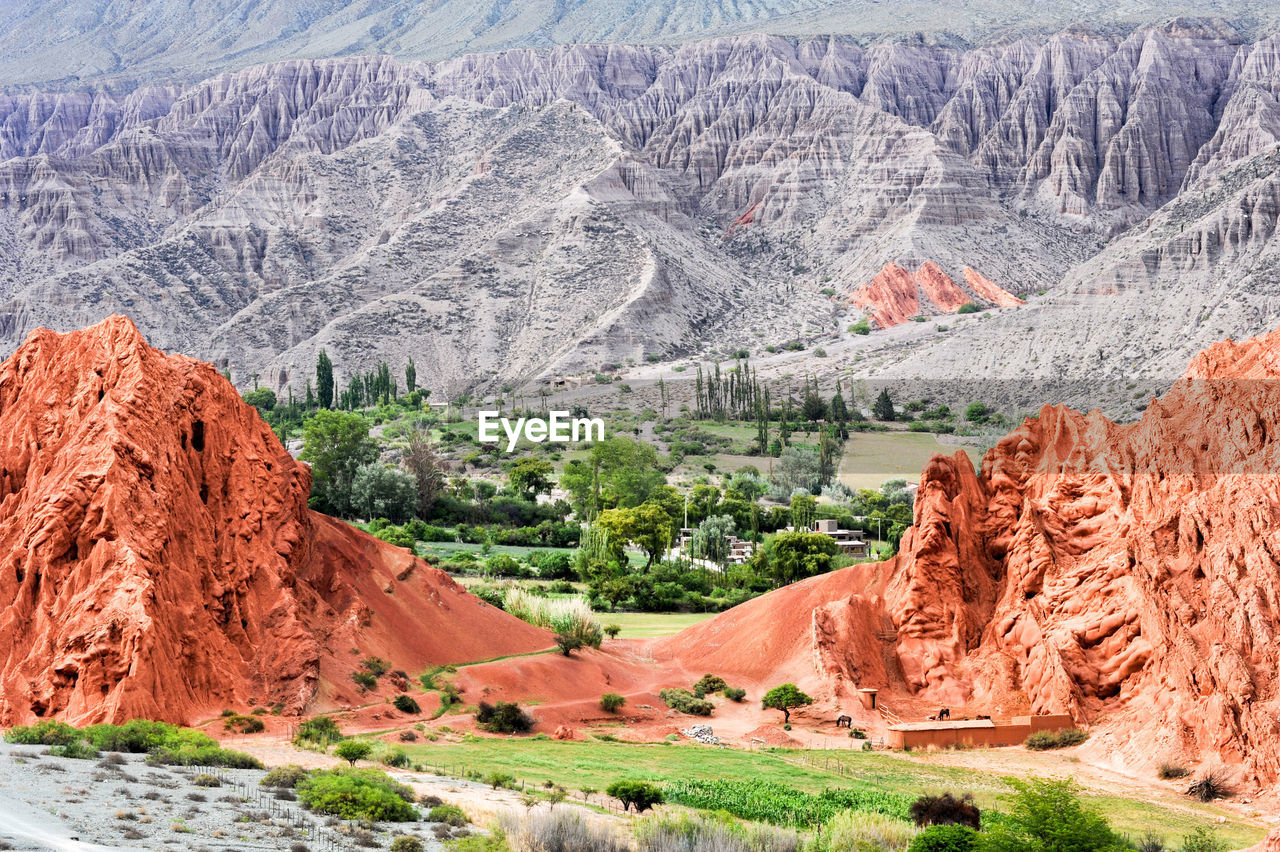 Scenic view of mountain range in desert