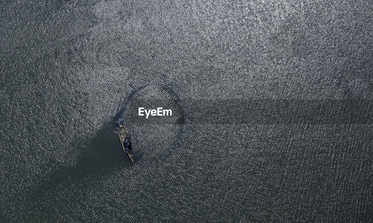 Directly above shot of boat in sea