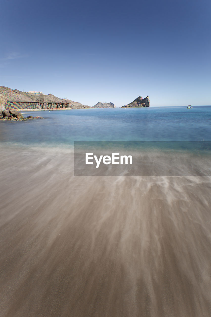 Scenic view of sea against clear sky