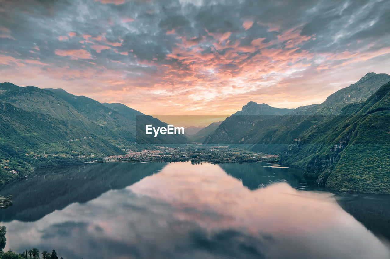 Sunset on idro lake in italy